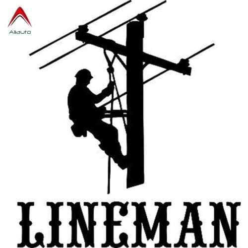 Aliauto Creative Car Sticker Fun Lineman Electrician Power Woker Man Vinyl Decor Accessories PVC Decal Black/Silver,15cm*14cm