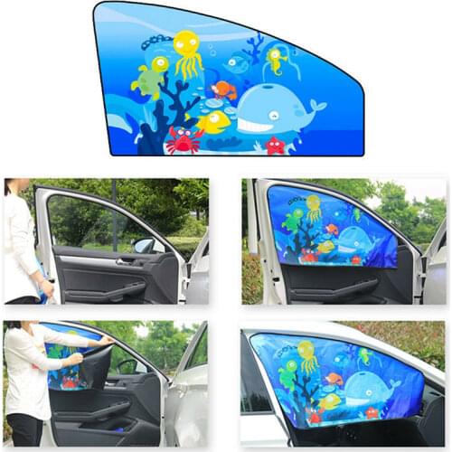 Car Sun Shade Magnetic Curtain Cartoon Children Baby Window Sunshade Cover Sun Blocking Adjustable Sunscreen Solar UV Foils