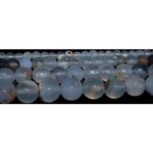 Faceted Natural Stone White Black Flower Agates Beads 4 6 8 10 MM Pick Size For Jewelry Making DIY Bracelet Necklace Material