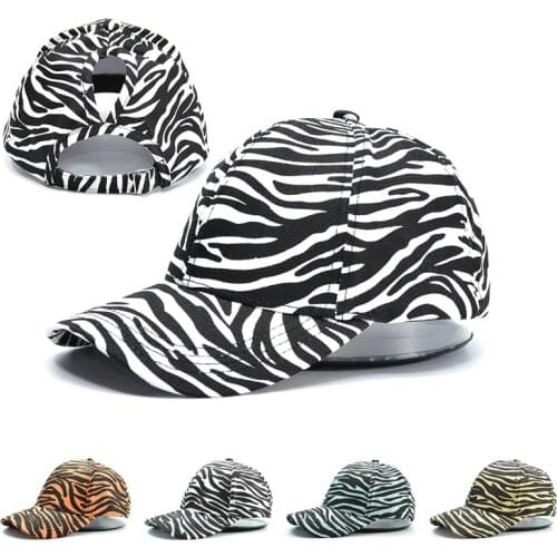 2021 New Womens Zebra Pattern Ponytail Baseball Caps for Girls Unisex Men Sport Snapback Hip Hop Cap Black Sun Trucker Hat