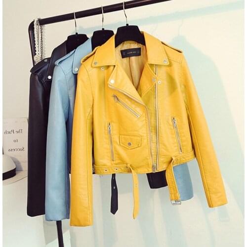 Brand Motorcycle PU Leather Jacket Women Winter And Autumn New Fashion Coat 4 Color Zipper Outerwear jacket New 2019 Coat HOT