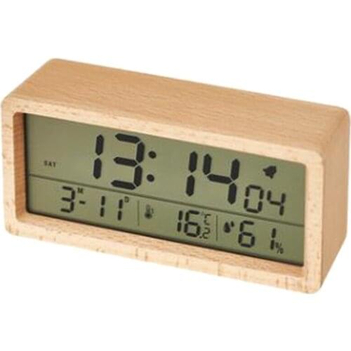 Digital Wooden Alarm Clocks for Bedrooms with LED Large Display, for Home, Office