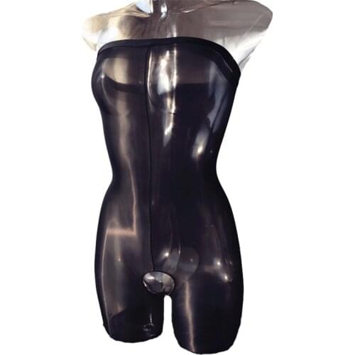 Women Sexy Lingerie Stocking Glossy Red Black Bodystocking Open Crotch Woman Fetish Strapless Tights Female Erotic Pantyhose