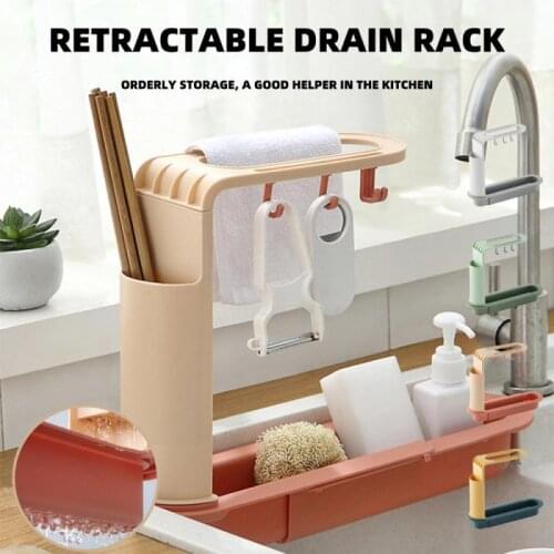 Two Tiers Sink Shelf Soap Sponge Drain Rack With Hook Bathroom Holder Sink Storage Basket Bag Kitchen Drain Shelf Organizer