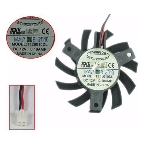 Everflow T126010DL DC 12V 0.10A 55 mm Dia. 40mm c.t.c 2-Wire Server Cooling Fan