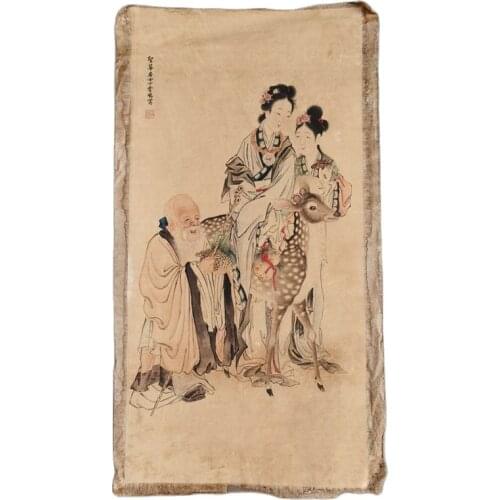 Chinese Old Scroll Ding Yunpeng - Figure Painting Rice Paper Painting Slice