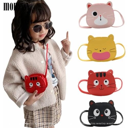 Monsisy Cat Purse Bag For Girl Coin Pouch PU Leather Messenger Bag Children Wallet Baby Kitten Shoulder Bag Kid Small Handbags