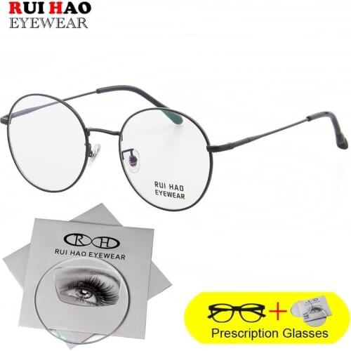 Round Prescription Glasses Customize Eyeglasses Frame Fill Lenses Rotro Titanium Spectacles Myopia Hyperopia Rui Hao Eyewear