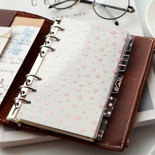 Stamping Leaf A5a6 Index Page Partition Board PVC Hot Stamping 5 Sheets Journal Lined Binder