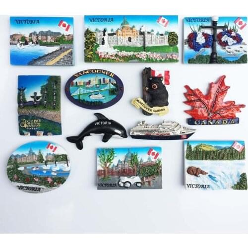 Fridge Magnet Decoration Canada Country Souvenir Canadian Bear Maple Leaf Victoria City 3d ResinRefrigerator Magnets Sticker