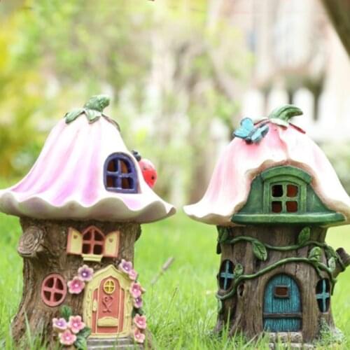 Craft Miniature House Solar Powered Outdoor Decor Led Garden Light Outdoor Decoration Led Light Walkway