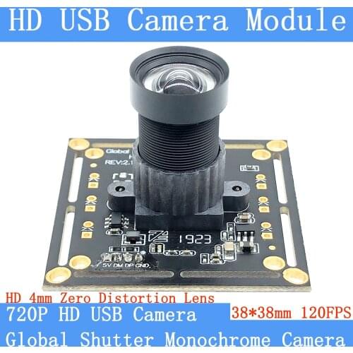 720P 120FPS MJPEG USB Camera Module Non Distortion Global Shutter monochrome High Speed OTG UVC Linux CCTV Surveillance Webcam