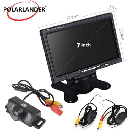 7 Inch TFT LCD Display Screen Monitor 7 LED IR Lights Night Vision Car Rear View Camera wireless transmitter receiver kit