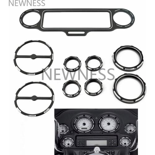 Motorcycle Stereo Accent+Speedometer+Speaker Trim Ring Set For Harley Touring Electra Glide Street Glide 1996-2013