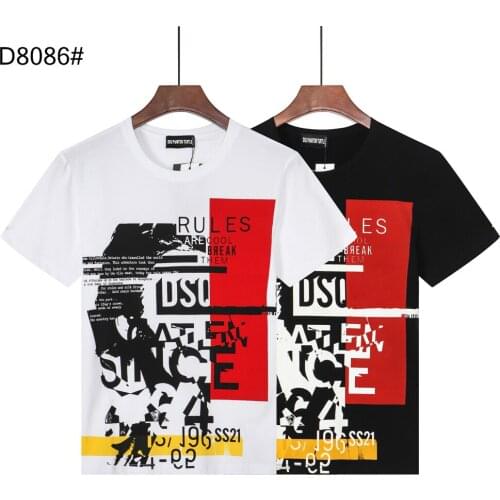 DSQ PHANTOM TURTLE Mens Short Sleeve Logo Series Graphic T-Shirt Men Fashion Print Cotton Tees Breathable Quality Tops D8086