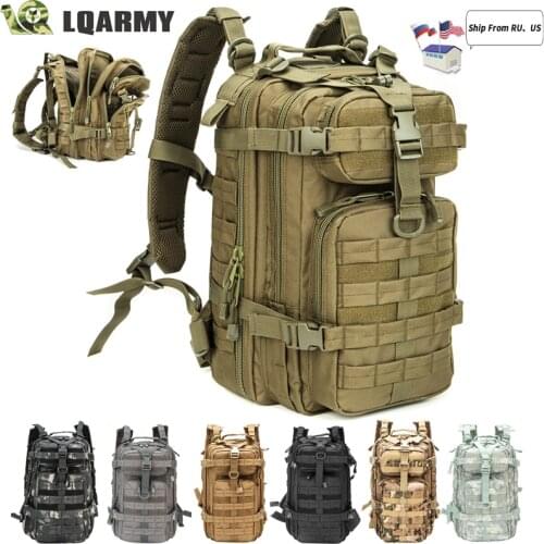 Men Army Military Tactical Backpack 1000D Polyester 30L 3P Softback Outdoor Waterproof Rucksack Hiking Camping Hunting Bags