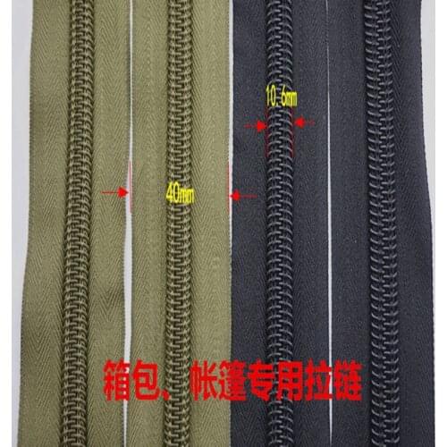 10# nylon coil zipper army green red black long oversize 3M zip and double sliders for outdoor big tent trolley bags luggage