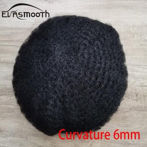 6mm Wigs For Black Men Human Hair Curly Men Toupee Pu & Lace Man Weave Mens Hair Unit 8X10inch Male Hair Replacement System