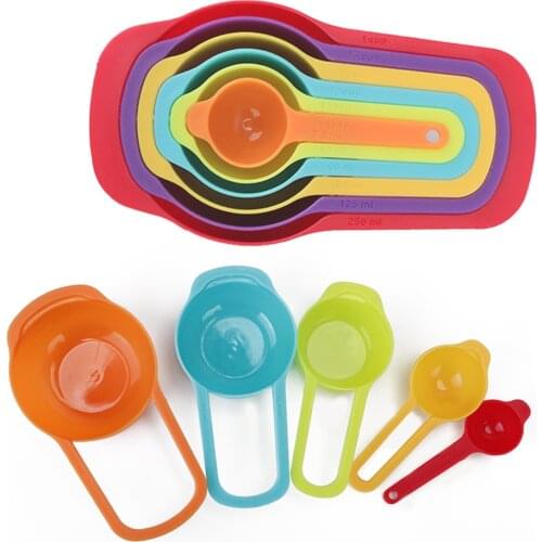 6 pcs/set Measuring Spoons Colorful Plastic Measure Spoon Useful Sugar Cake Baking Spoon Kitchen Baking Measuring Tools