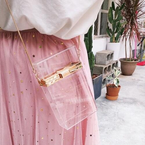 Transparent Bag Small Woman Mobile Phone Bag Chain Lipstick Messenger Handbag Personality Cigarette Case Acrylic Clutch New