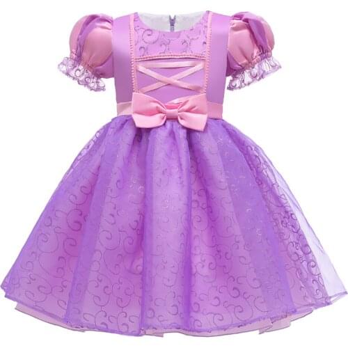 Girl Tangled Princess Purple Dress Baby Kids Halloween Costume Christmas Dresses Fancy Bowknot Performance Clothing