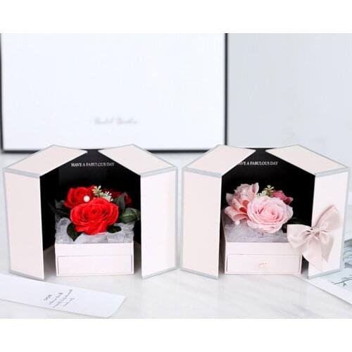 Romantic Wedding Soap Rose Flowers Bath Body Supply Valentines Day Gift Creative Jewelry Necklace Box Set for Girls