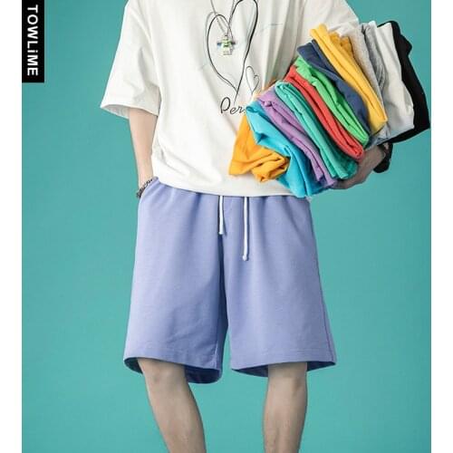 Mens Solid Color Shorts 2021 Korean Fashion Casual Loose Knee Length Pants Harajuku Streetwear Women Sweatpants Man Clothing