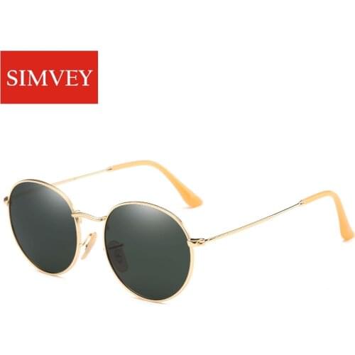 Simvey Brand Designer Round Wire Frame Mirror Sunglasses 3447 Retro Women Men Polarized Sunglasses Circle Sunglasses Shades