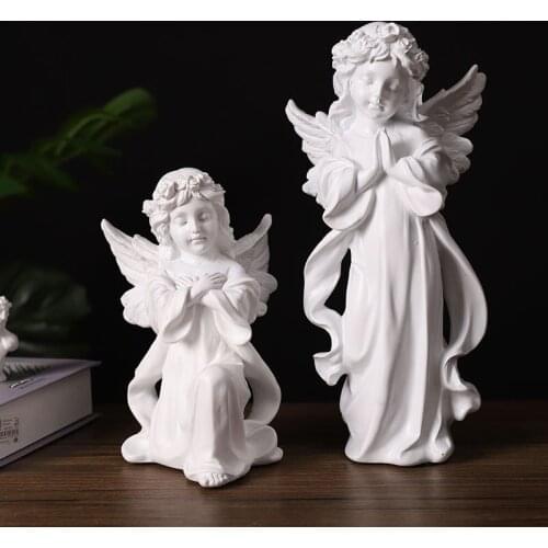 Praying Angel Statue Resin Miniature Angel Decoration Figurine Office Home Desktop Wine Cabinet Adorable Cherub Sculpture Figure