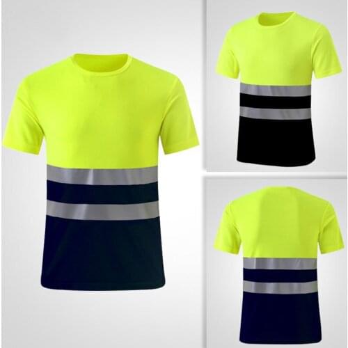 High Visibility Night Reflective Work Clothes Safety T-Shirt Quick Drying Short Sleeve Construction Outdoor Protective Workwear