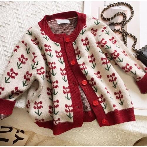 Girls Sweater Wool Jacket New Autumn Winter ChildrenS Clothing Baby Sweater Coat ChildrenS Fruit Sweater Knitted Cardigan