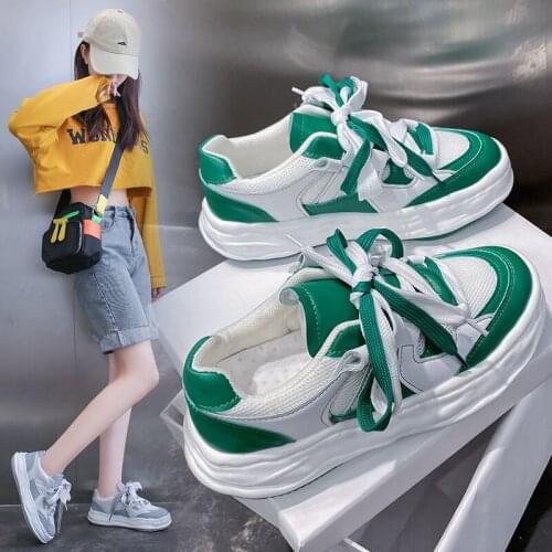 Little White Shoes Womens Autumn 2021 Dissolving Shoes Tide INS Retro Color Matching Breathable All-match Womens Shoes