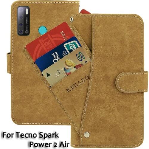 Vintage Leather Wallet Tecno Spark Power 2 Air Case 7" Flip Luxury Card Slots Cover Magnet Phone Protective Cases Bags