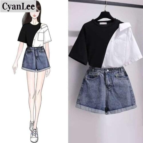 2 Piece Set Women Tops And Shorts Set Off-shoulder Blouse Summer 2 Piece Outfits Korean Style Clothes Cute Girl Suit 2PCS