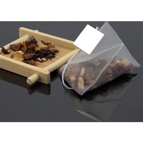 100pcs/lot Corn Fiber Pyramid Tea Bags Sealed Heat Biodegradable Infuser Tea Filter Bag