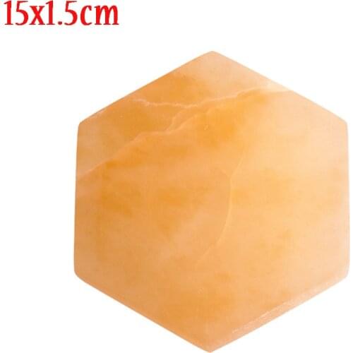 15x1.5cm Orange Hexagon Selenite Ornament Reiki Healing Crystals Charging Plate Meditation Reiki Crystal for Home Decor Pendulum