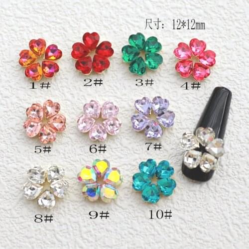 2pcs/lot Korea 3D Alloy Nail Parts Glitter Rhinestone Crystal Kawaii Flower Accessories Charm Nail Supplies for Professionals