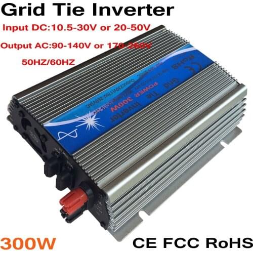 300W MPPT grid tie inverter,10.5-30V/ 20-50VDC to AC 110V/220V pure sine wave output solar wind power inverter