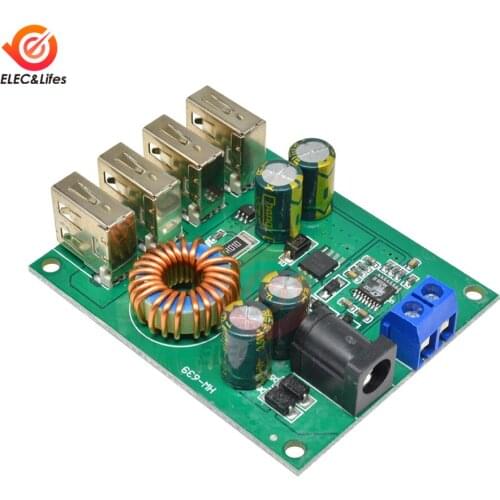 4-Port USB 5V 5A High Power Car Charger Power Supply Step Down Module DC-DC Buck Converter Board