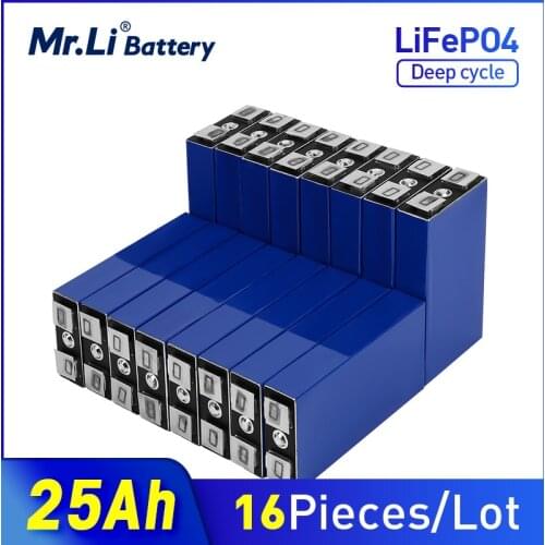 Mr.Li 3.2V 25Ah lifepo4 battery cell 16pcs rechargeable battery Used in solar UPS low-speed electric vehicles EU US TAX FREE