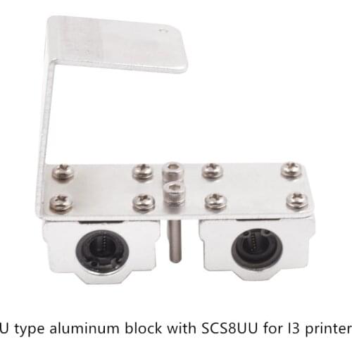 3D printer accessories I3 U type aluminum block sheet with linear bearing SCS8UU sliding for part