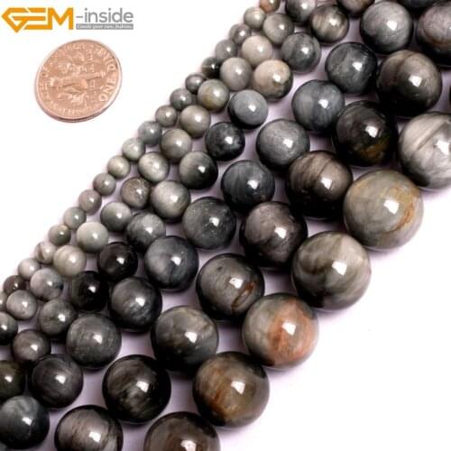 Gem-inside 4-mm Natural Stone Beads Eagle Eye Falcon Eye Beads For Jewelry Making Beads 15'' DIY Beads Jewellery Gift