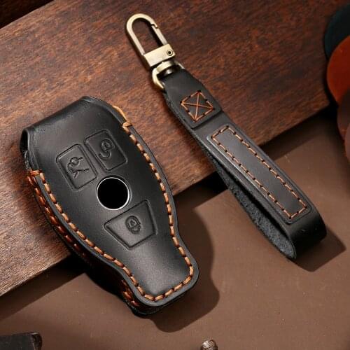 Car Key Case Leather Remote Cover Keychain Bag For Mercedes Benz E Class W213 S class CLS CLA GLK GLA AMG E260 E200 E200L