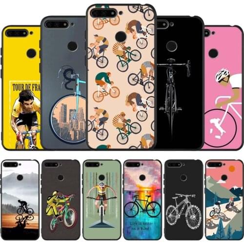 Bike cycling art black Silicone Phone Case For honor 30 20 Pro 8 8X 9 10 20 Lite Mate 10 20 30 Lite Pro cover