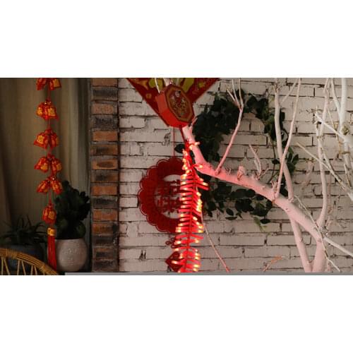 Party Wedding Decorative Fairy Lights 92LED 1.35m Electronic Firecracker Sound LED Light Chinese New Year Hangings