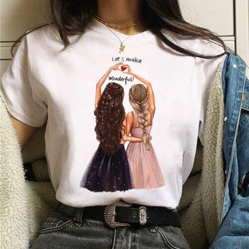 Best Friends Graphics Printed T Shirt Fashion Women T Shirt Girls Casual Short Sleeve Tops Female Harajuku T-shirt T-shirt