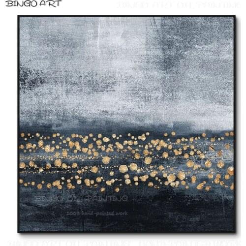 Artist Hand-painted High Quality Abstract Black Oil Painting on Canvas Pop Fine Artwork Abstract Black and Gold Oil Painting