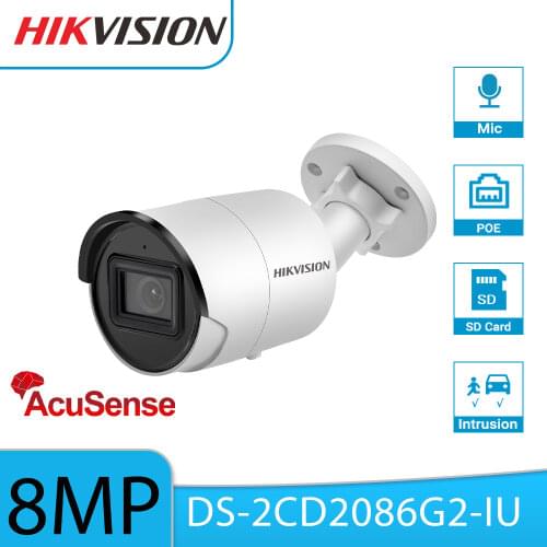 Hikvision DS-2CD2086G2-IU POE IP Camera 8MP Bullet Network CCTV IPC SD Card MIC 4K H.265+ 4 Smart Event Face Detect AcuSense