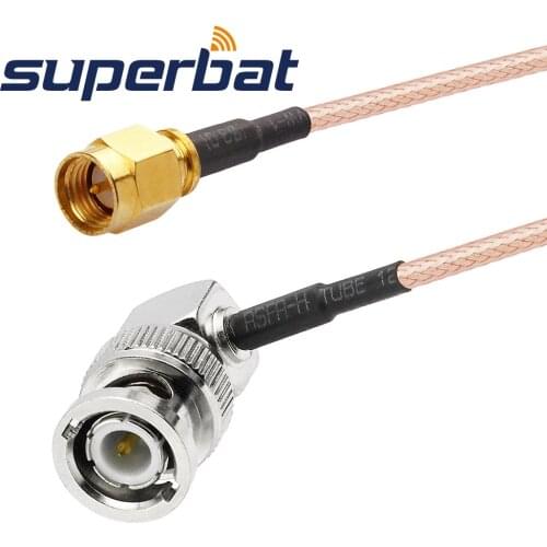 Superbat SMA Male Plug Straight to BNC Male Plug Right Angle Pigtail Cable RG316 30cm
