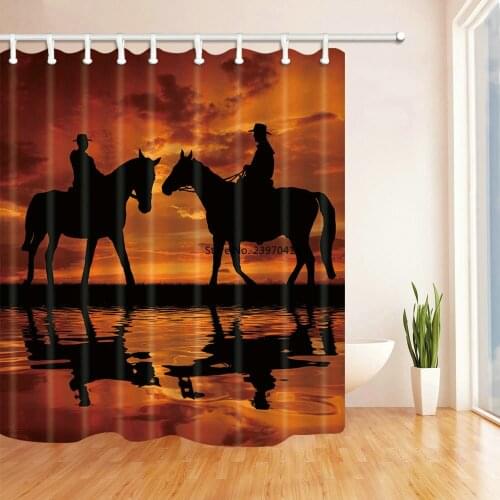 Cowboy Shower curtain Waterproof Polyester Fabric 3D Bath Curtain Home Bathroom Curtain 180*200cm With 12 Hooks